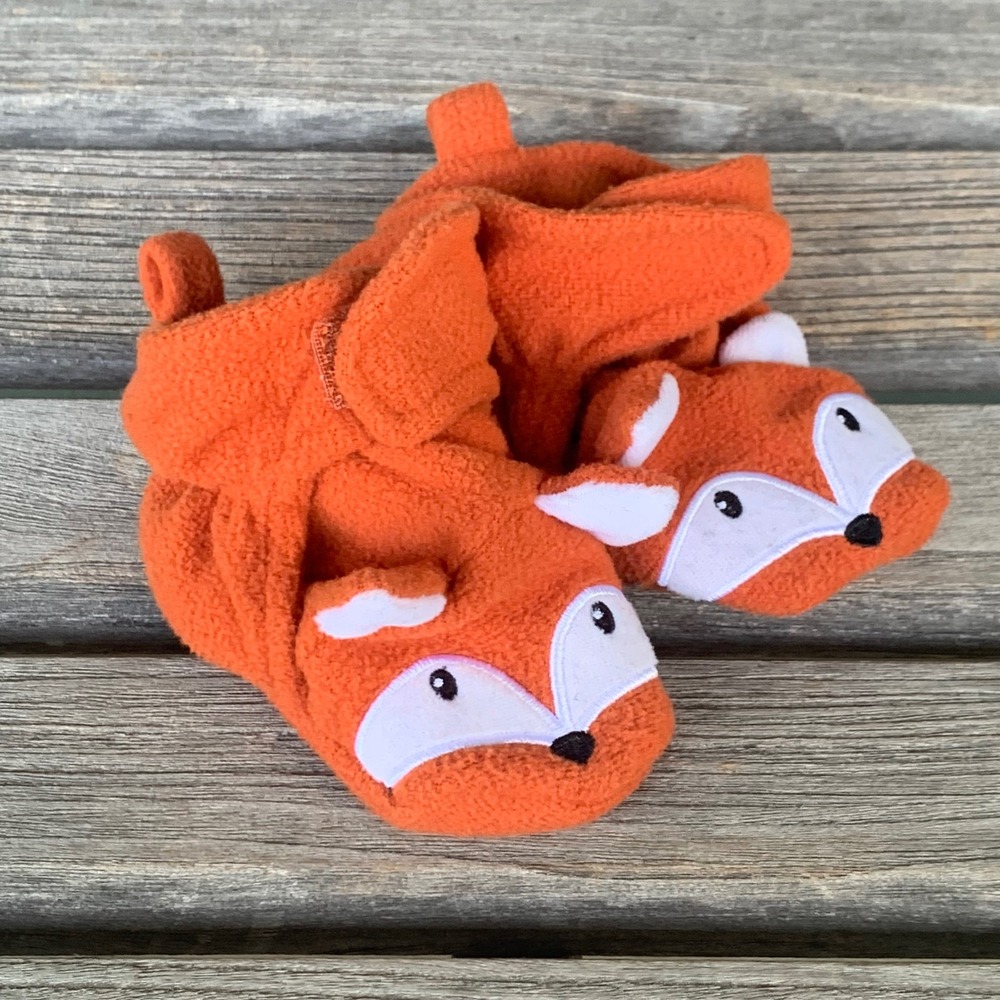 Hudson Baby Fox Fleece Booties Orange Non-Skid Slippers 0-6 Months Baby Woodland